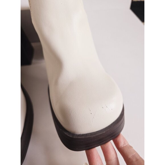 ASOS DESIGN Reverse Mid Heeled White Ivory Platform 80s 70s Sock Boots Shoes 8 - Picture 6 of 12